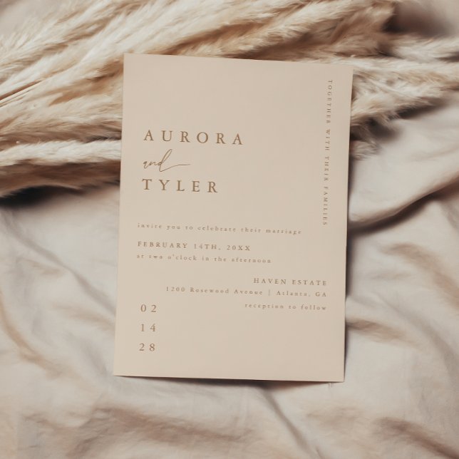 Modern Beige Script Wedding Invitation (Creator Uploaded)