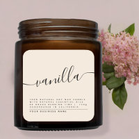 Modern beige soy candle label