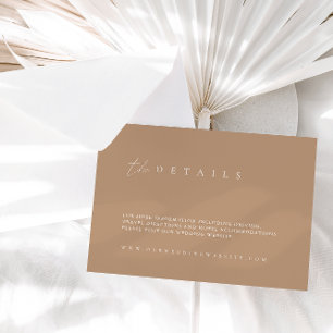Modern Beige Tan Wedding Details Enclosure Card