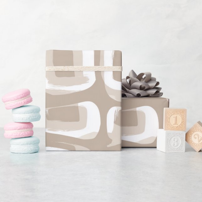 Modern Beige Taupe Soft Motion Abstract Pattern Wrapping Paper (Baby Shower)