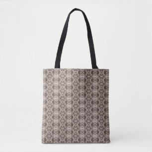 Modern beige wavy line pattern on brown tote bag