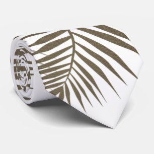 Modern Beige & White Palm Leaves  Tie