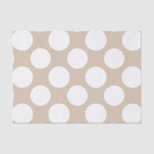 Modern Beige White Polka Dots Pattern Tissue Paper