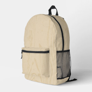 Modern Beige Wood Grain Printed Backpack