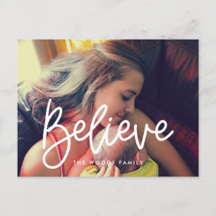 Modern Believe Holiday photo Postcard