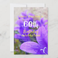 Modern Bellflower Purple Photo 60th Birthday Party
