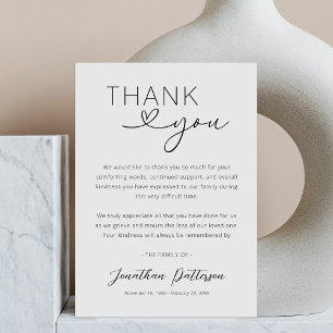 Modern Bereavement Sympathy Thank You Card