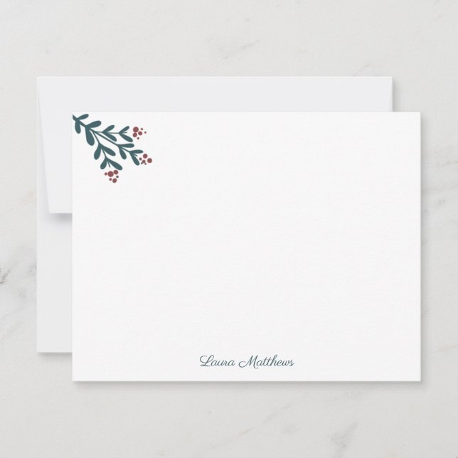 Modern Berries Illustration Elegant Christmas Card (Front)