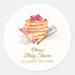 Modern Berry Pancake Egg Whisk Brunch Baby Shower  Classic Round Sticker