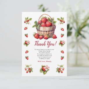 Modern Berry Sweet Baby Shower Strawberries Thank You Card