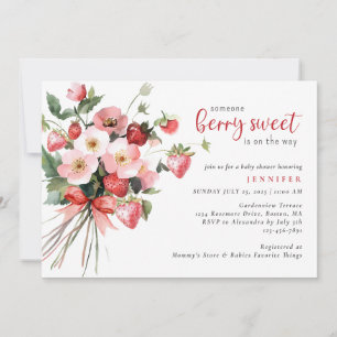 Modern Berry Sweet Strawberry Baby Shower Invitation