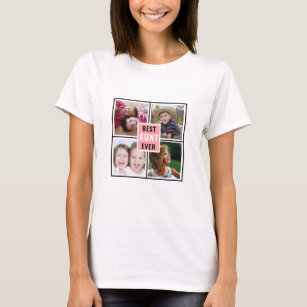 Modern Best Aunt Ever 4 Photo Collage T-Shirt