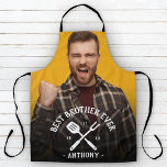 Modern Best BROTHER Ever Cool Name Photo Men's Apron<br><div class="desc">Cool and funny personalised gift for the best brother ever in your life. Simply upload his photo and customise it with his name and birth year.</div>