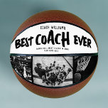 Modern BEST COACH EVER Cool Street Style Collage Basketball<br><div class="desc">Perfect for the coolest coach: The BEST COACH EVER customised basketball with 3 favourite photos in trendy black and white, his name, and a thank you message, as well as team name and year of the season. Great Thank You gift or an awesome surprise for his birthday, surely a keepsake...</div>