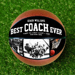 Modern BEST COACH EVER Cool Trendy Photo Collage Basketball<br><div class="desc">Perfect for the coolest coach: The BEST COACH EVER customised basketball with 3 favourite photos in colour, his name, and a thank you message, as well as team name and year of the season. Great Thank You gift for graduation or an awesome surprise for his birthday, surely a keepsake he'll...</div>