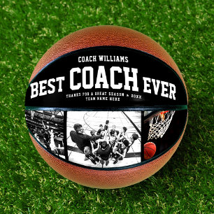 Modern BEST COACH EVER Cool Trendy Photo Collage Basketball