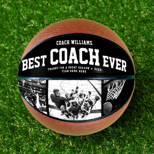 Modern BEST COACH EVER Cool Unique Photo Collage Basketball