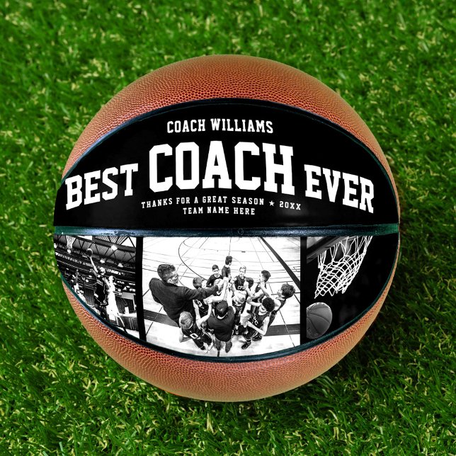 Modern BEST COACH EVER Cool Unique Photo Collage Basketball (Creator Uploaded)
