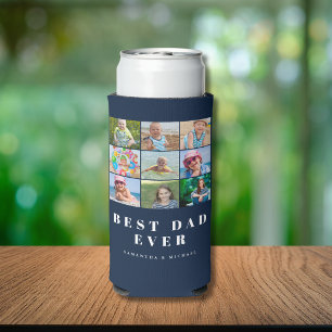 Modern Best Dad 9 Photo Name Seltzer Can Cooler