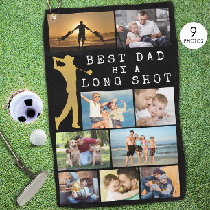 Modern BEST DAD BY A LONG SHOT 9 Photo Collage Golf Towel