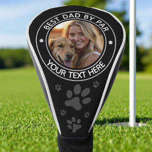 Modern Best Dad By Par Dog Photo Personalised  Golf Head Cover