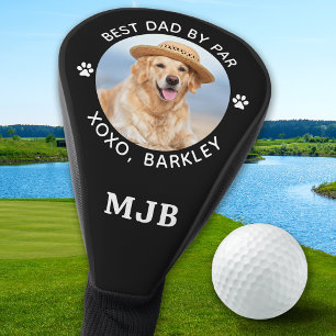 Modern BEST DAD BY PAR - Dog Photo Personalised Golf Head Cover
