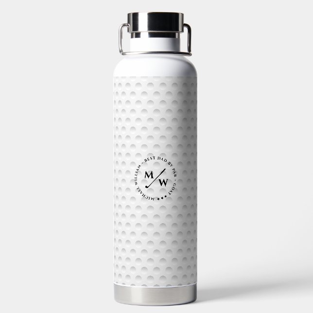 MODERN BEST DAD BY PAR FATHER'S DAY GOLF BALL WATER BOTTLE (Back)