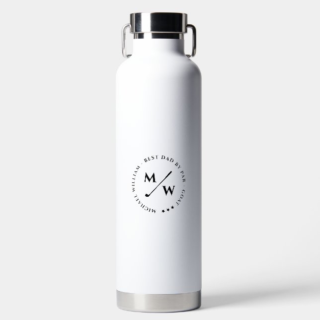 MODERN BEST DAD BY PAR GOLF FATHER'S DAY MONOGRAM  WATER BOTTLE (Front)