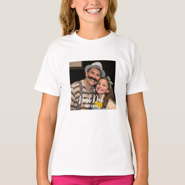 modern best dad custom photo  T-Shirt (Front)