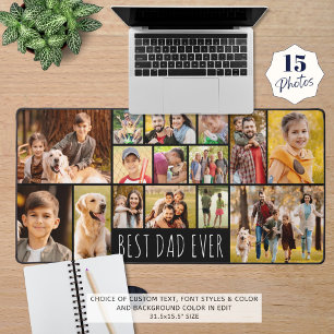 Modern Best Dad Ever 14 Photo Collage Custom Desk Mat