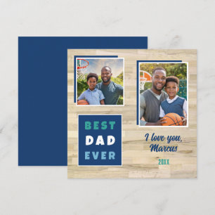 Modern Best Dad Ever 2 Photo Collage Father Holiday Card