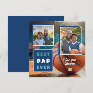 Modern Best Dad Ever 2 Photo Collage Father's Day Holiday Card