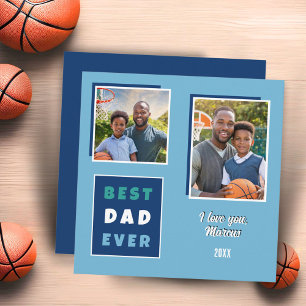 Modern Best Dad Ever 2 Photo Collage Father's Day Holiday Card