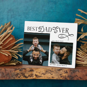 Modern Best Dad Ever 2 Photos Fathers Day Gifts Plaque