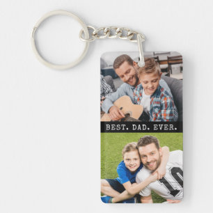 Modern BEST DAD EVER 2 Photos Personalised Key Ring