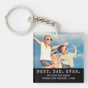 Modern BEST DAD EVER 2 Photos Personalised Key Ring