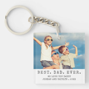 Modern BEST DAD EVER 2 Photos Personalised Key Ring