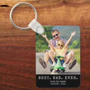 Modern BEST DAD EVER 2 Photos Personalised Key Ring