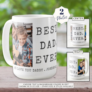 Modern BEST DAD EVER 2 Photos Personalized Coffee Mug