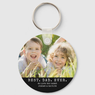 Modern BEST DAD EVER 2Photos Personalised Key Ring