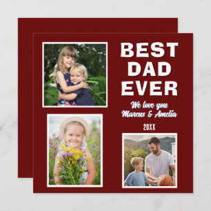 Modern Best Dad Ever 3 Photo Collage Father's Day  Holiday Card