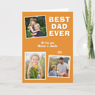 Modern Best Dad Ever 3 Photo Collage Father's Day  Holiday Card