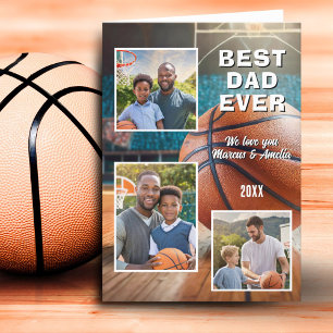 Modern Best Dad Ever 3 Photo Collage Father's Day  Holiday Card