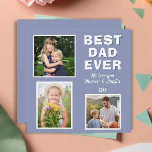 Modern Best Dad Ever 3 Photo Collage Father's Day  Holiday Card