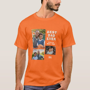 Modern Best Dad Ever 3 Photo Collage Father's Day  T-Shirt