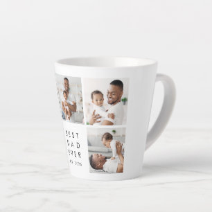 Modern Best Dad Ever 3 Photo Latte Mug