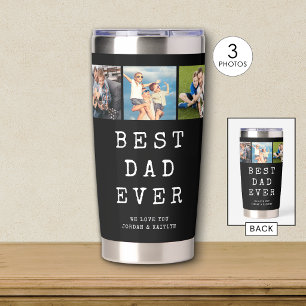 Modern BEST DAD EVER 3 Photos Insulated Tumbler