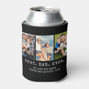 Modern BEST DAD EVER 3 Photos Personalised Can Cooler