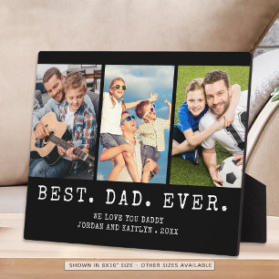 Modern BEST DAD EVER 3 Photos Personalised Plaque