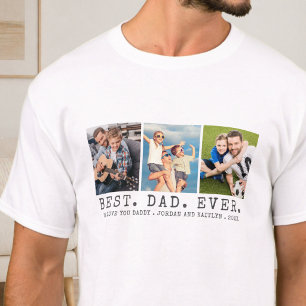 Modern BEST DAD EVER 3 Photos Personalised T-Shirt